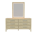 Adeline - 6 Drawers Dresser & Mirror With Jewelry Box & LED Light - Natural Wood Wash