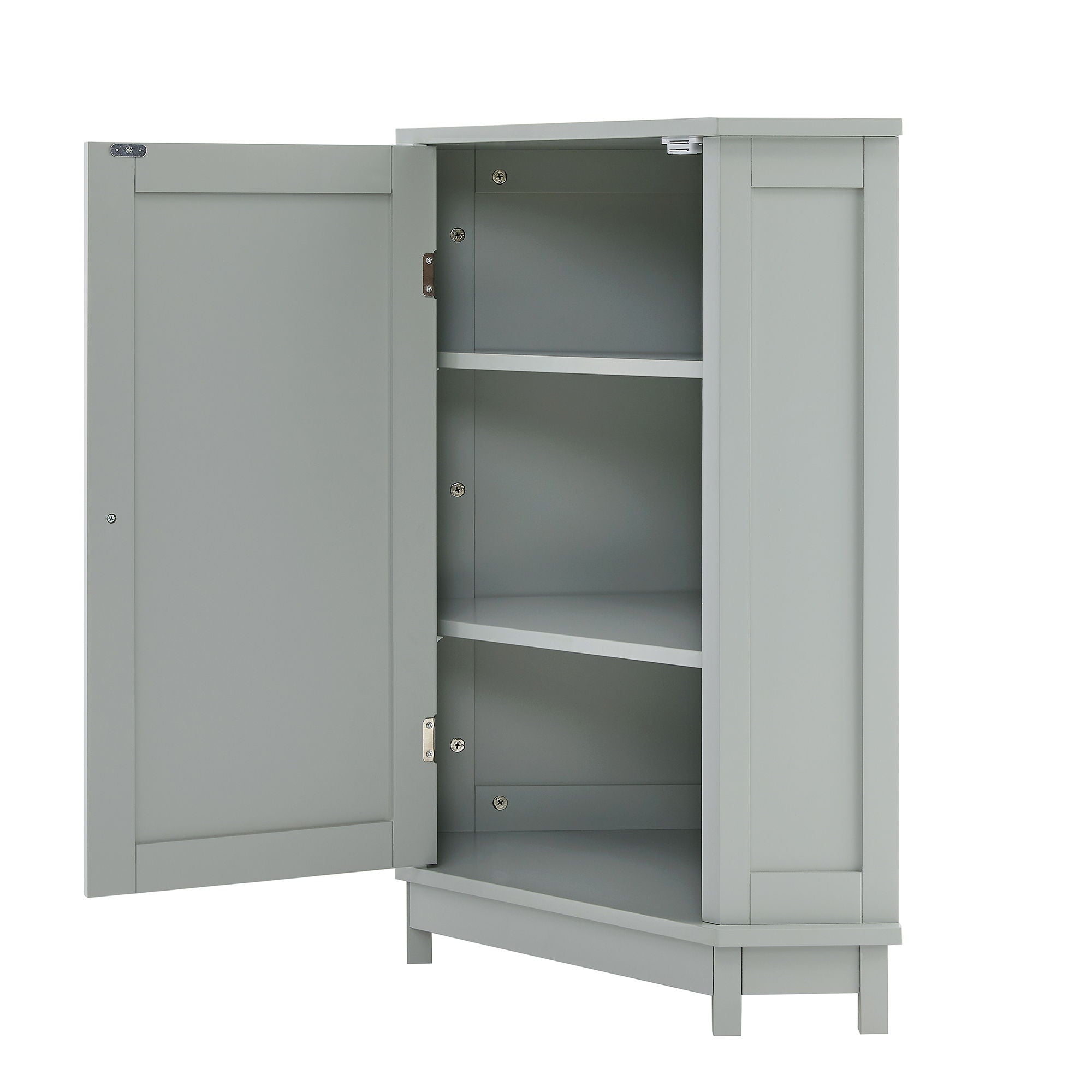 Triangle Corner Bathroom Cabinet With Adjustable Shelf, Storage Unit - Gray