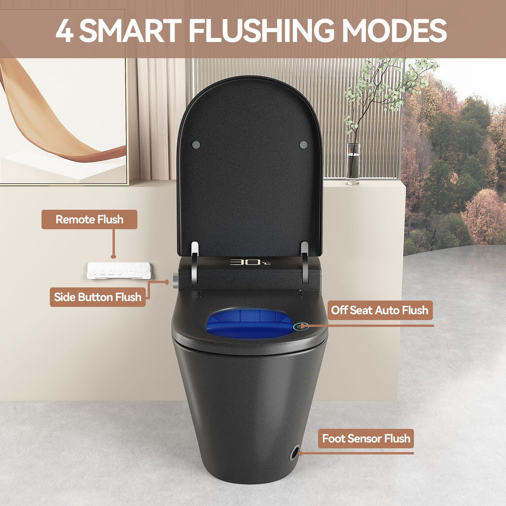Smart Bidet Toilet With Auto Open / Close Seat, Warm Water Wash, Heated Seat, And Wireless Remote Control