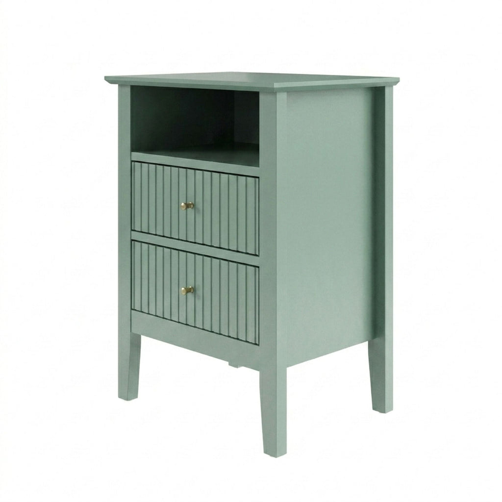 Fluted Nightstand With 2 Drawers