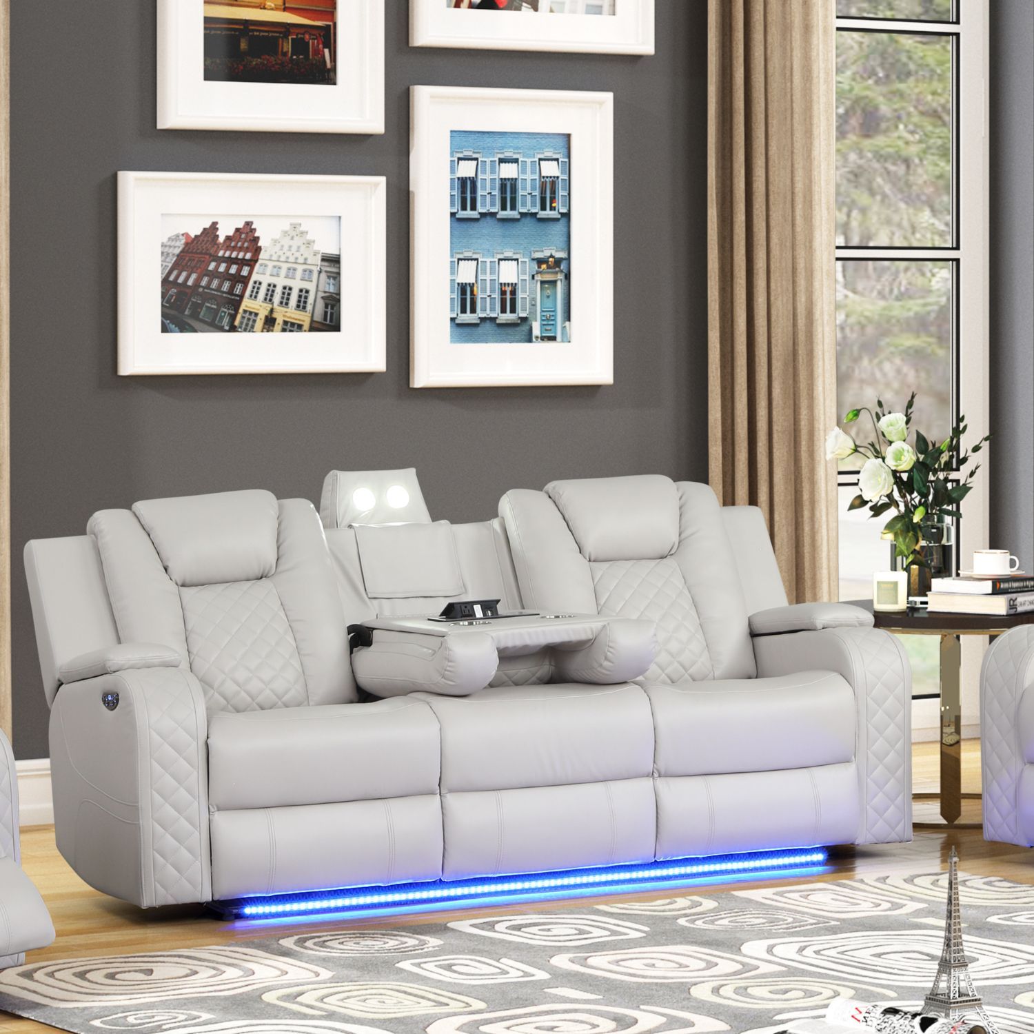 Benz - LED & Power Recliner With Adjustable Headrests And Ambient LED Lighting