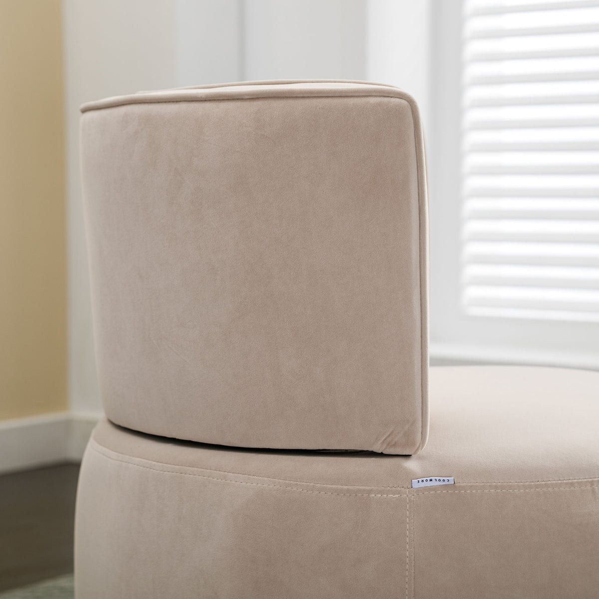 Swivel Barrel Accent Sofa Chair, 360 Degree Rotation, Fluffy Fabric - Beige