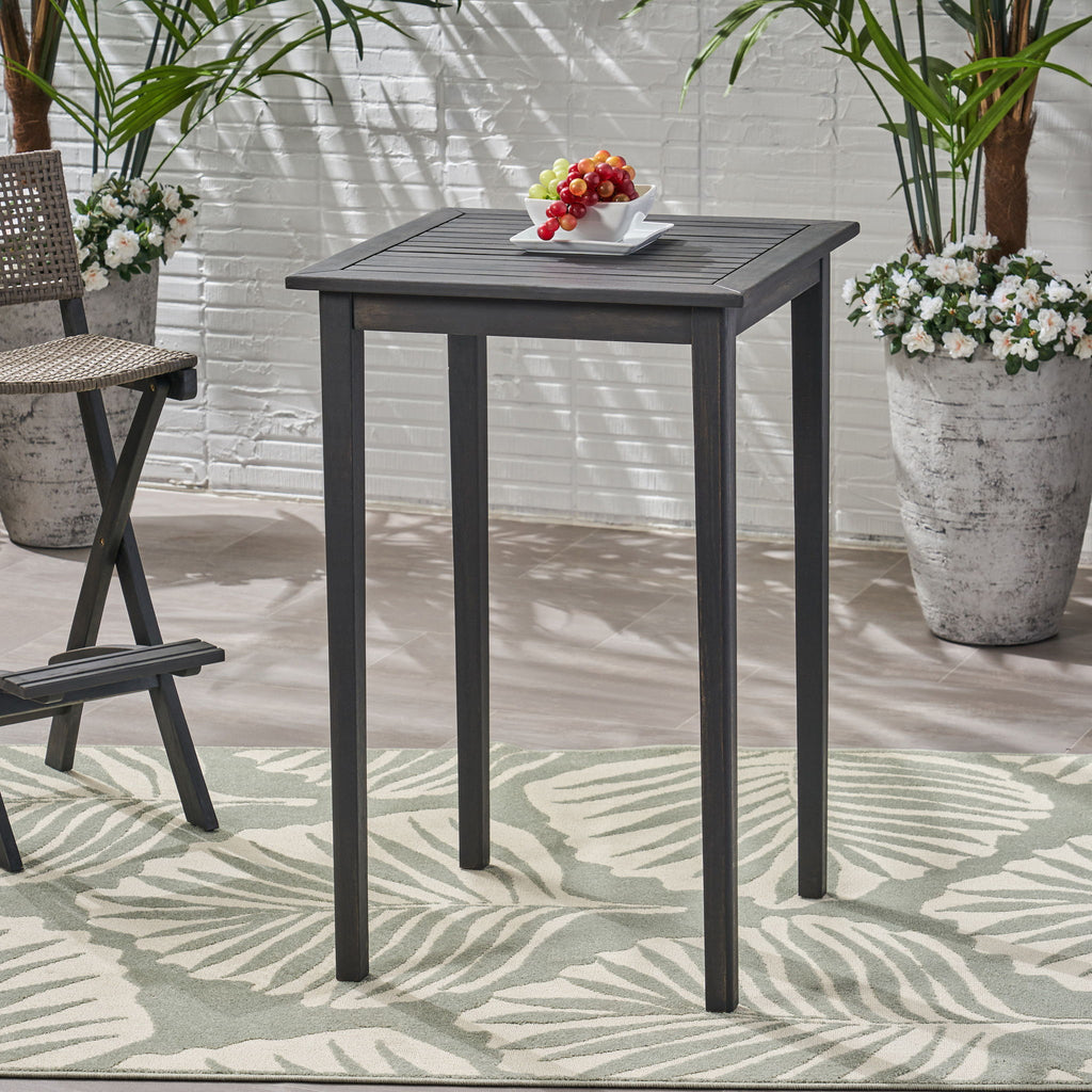 Outdoor Minimalist Acacia Wood Square Bar Table