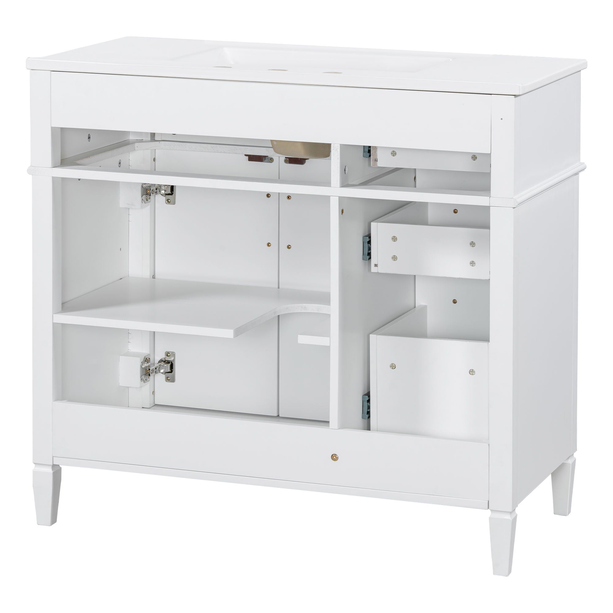 Bathroom Vanity With Sink, 4 Drawers, 2 Doors