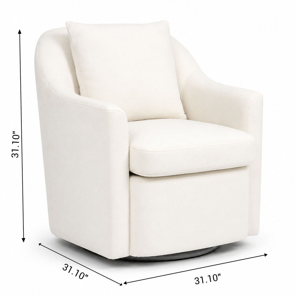 Upholstered Barrel Lounge Chair With Soft Cushioned Seat And Frame - White