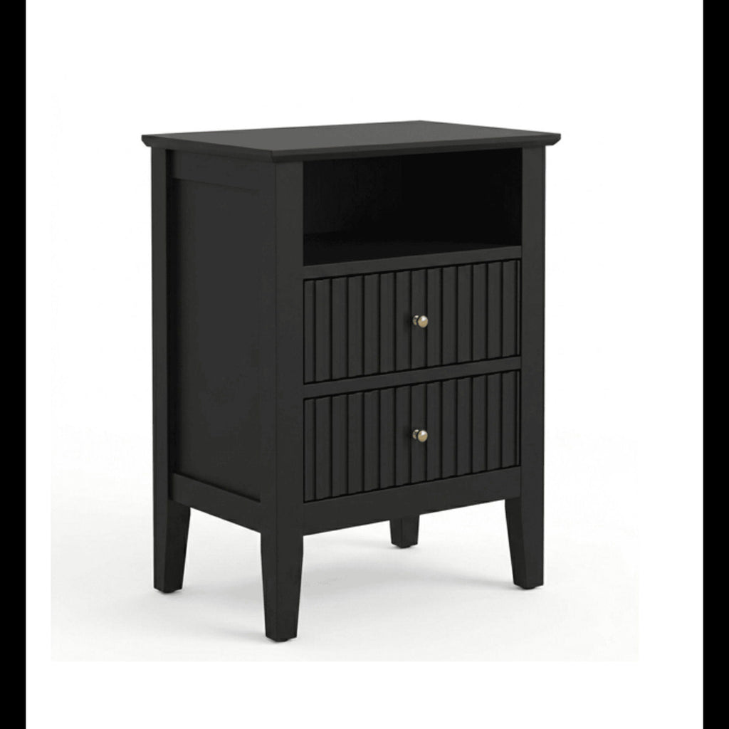 Fluted Nightstand With 2 Drawers