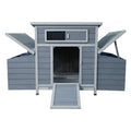 Chicken Coop, Large Outdoor Hen House With Run And Nesting Box Poultry Cage, Rabbit Hutch - Gray
