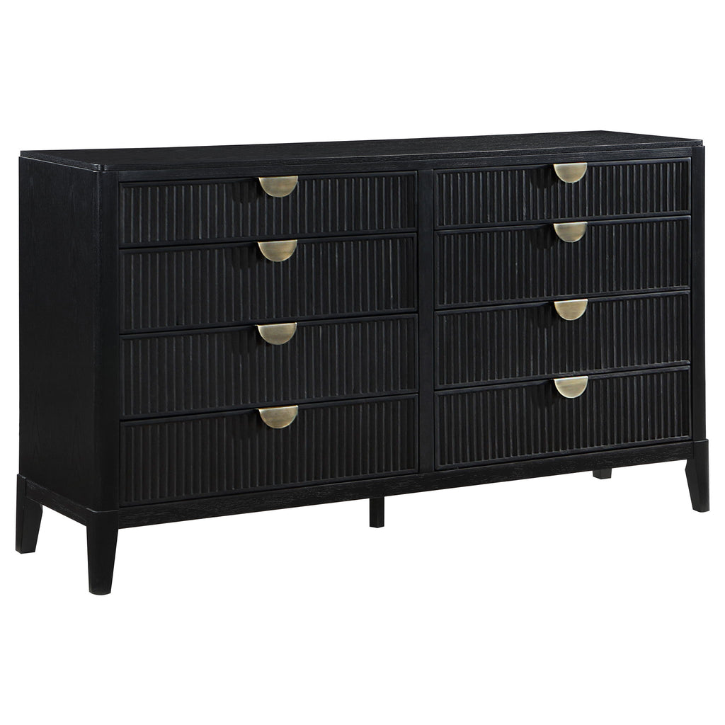 California King 5 Piece Bedroom Set With Fluted Detailing - Black