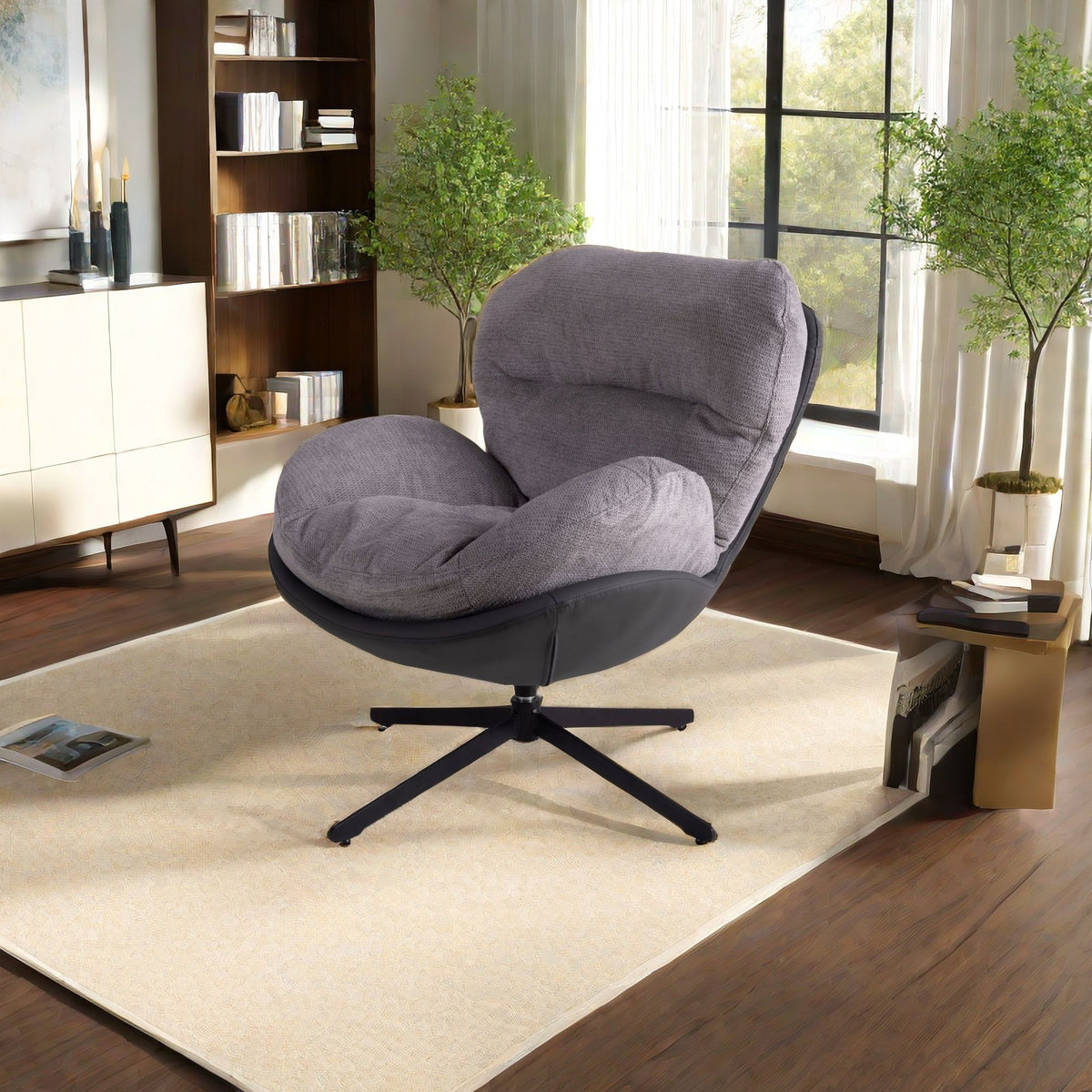 360° Swivel Office Chair, No Wheels