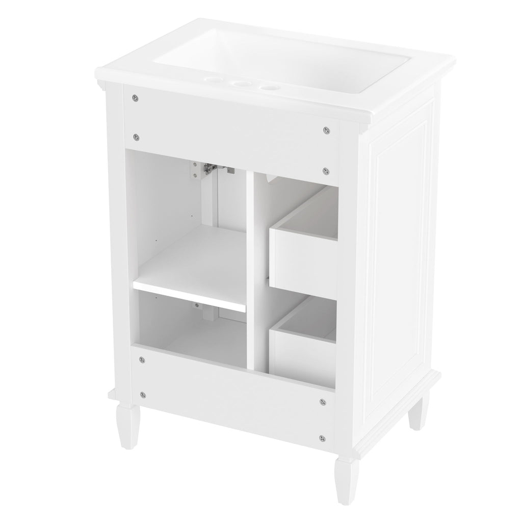 Modern Bathroom Vanity With Sink, Adjustable Shelf, 1 Flip Drawer & 2 Drawers