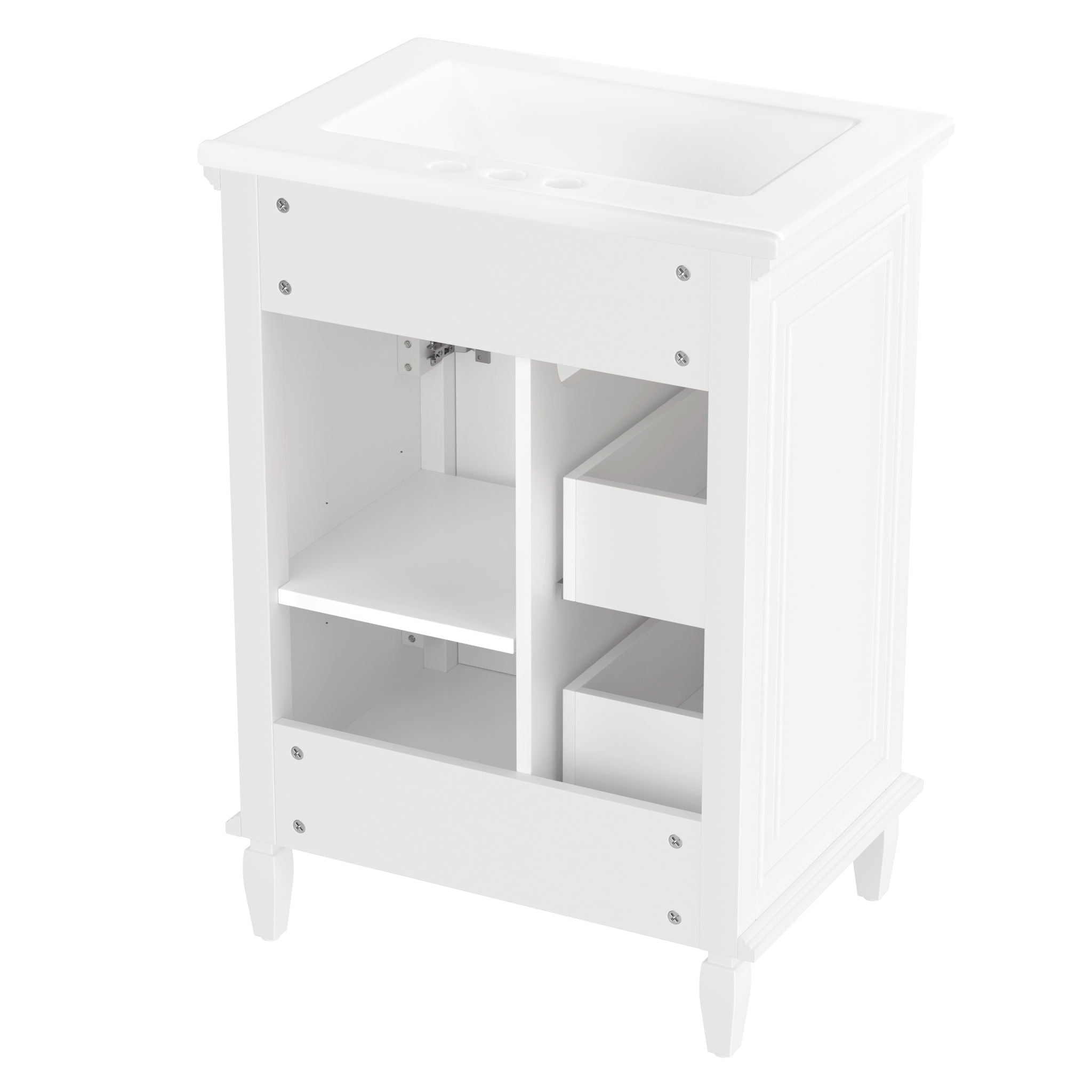 Modern Bathroom Vanity With Sink, Adjustable Shelf, 1 Flip Drawer & 2 Drawers