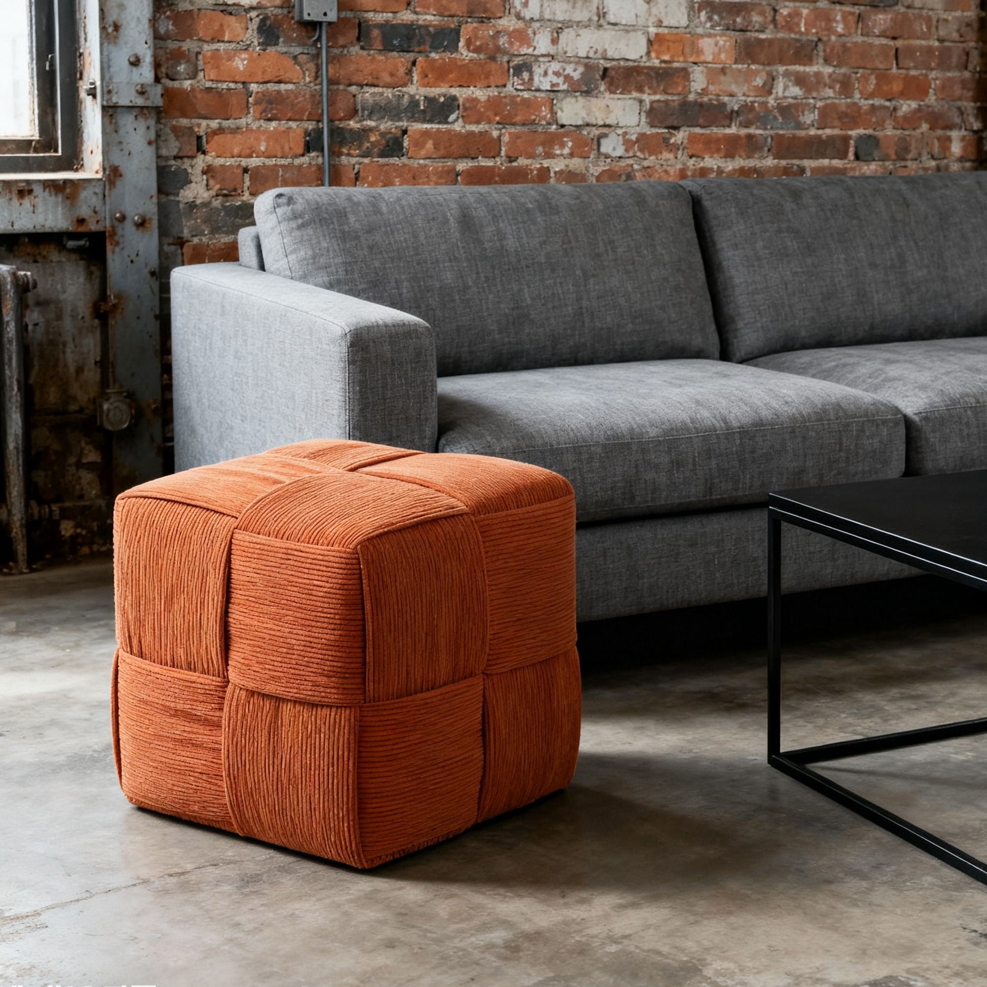 Modern Ottoman Foot Rest With Woven Design