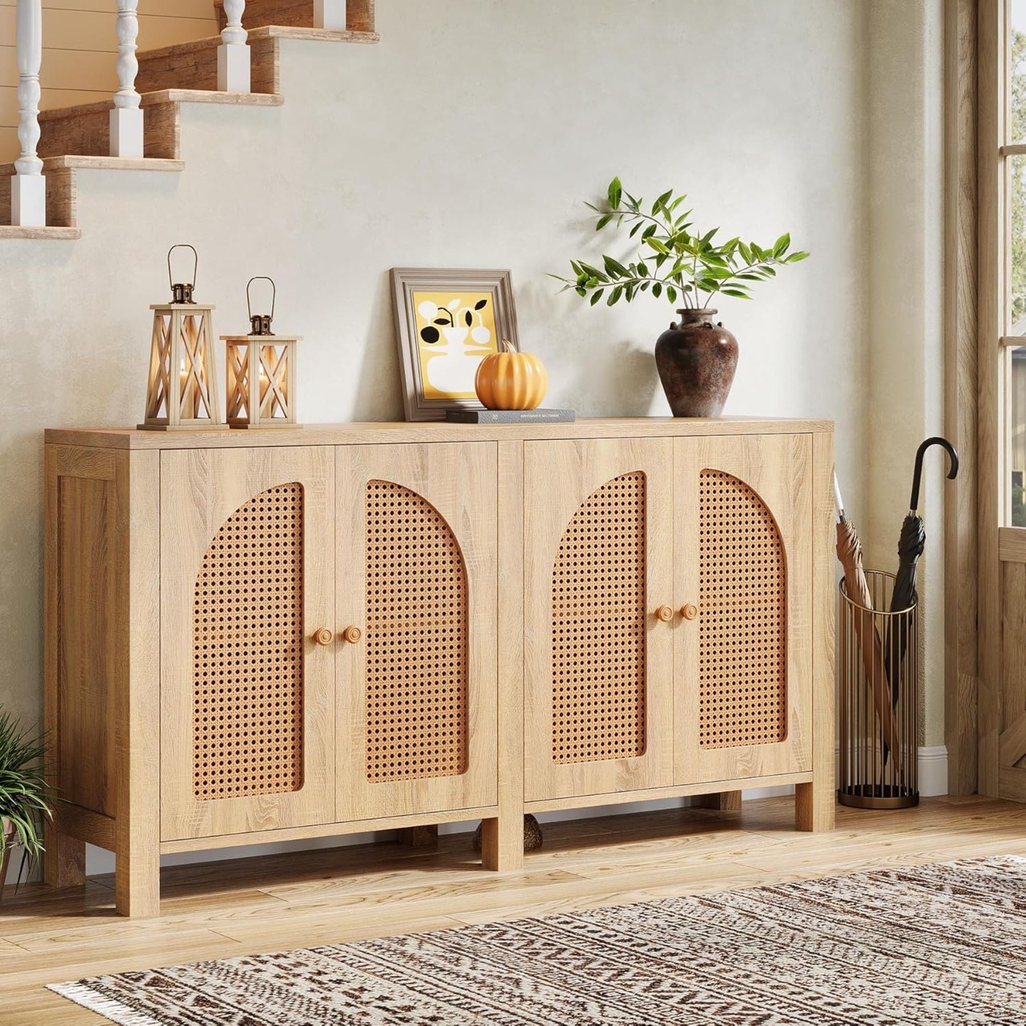 Buffet Sideboard Cabinet With 4 Doors, Console For Living Room - Natural