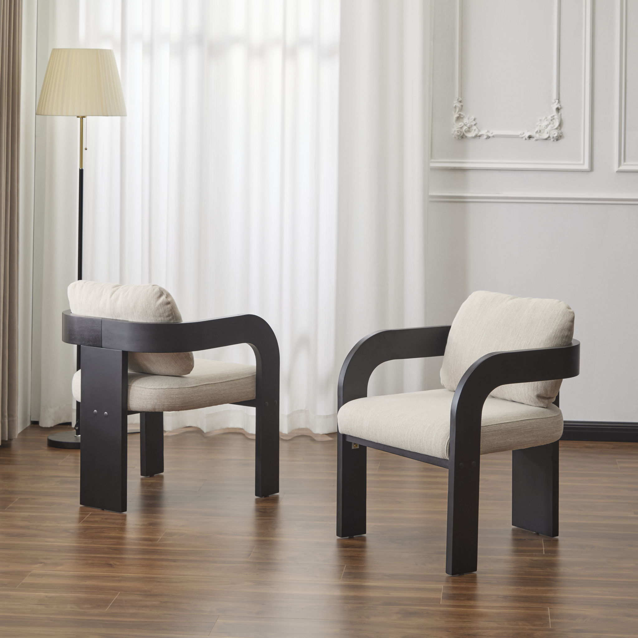 Dining Chairs & Pillow Back (Set of 2) - Beige / Black