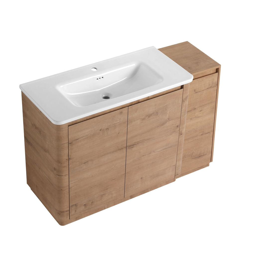 Freestanding Bathroom Vanity With Sink, 1 Small Storage Cabinet, Soft Close Door