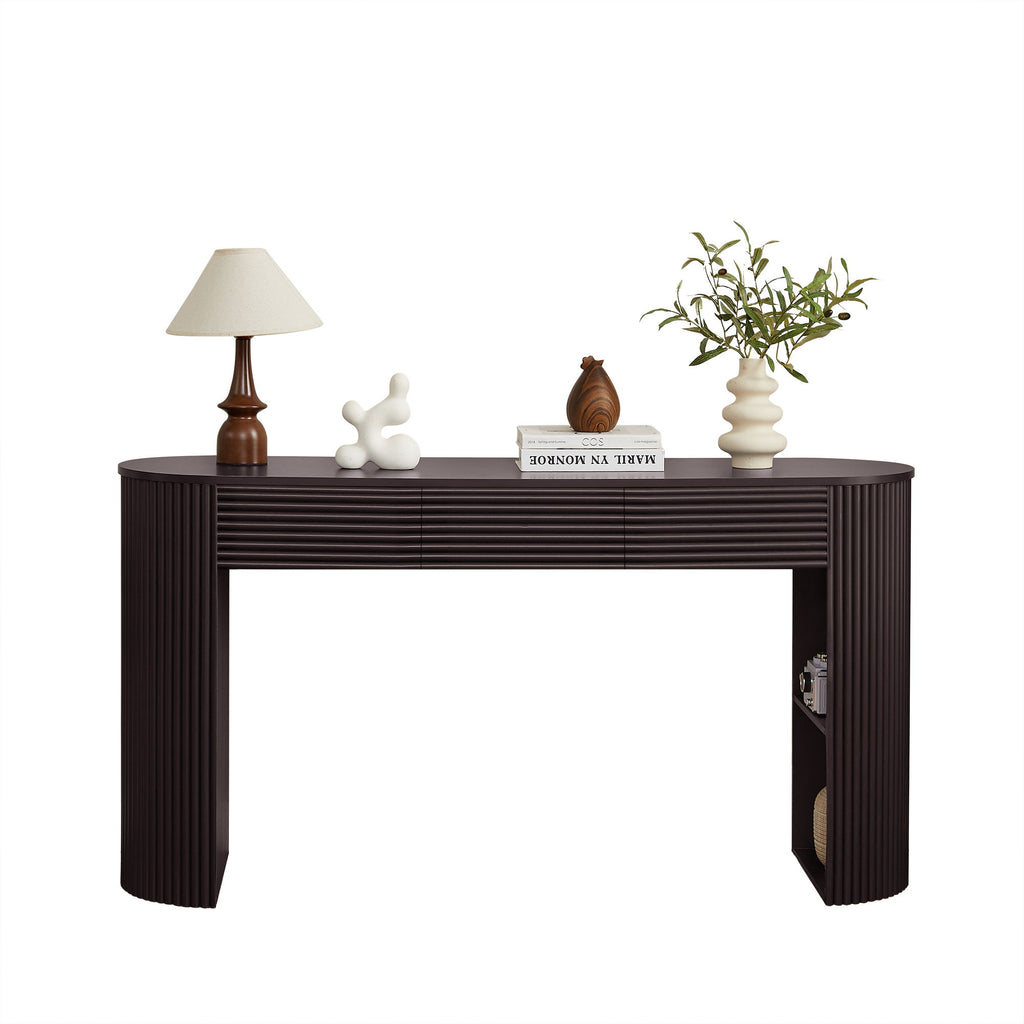 Retro Console Table With Storage, 3 Drawers