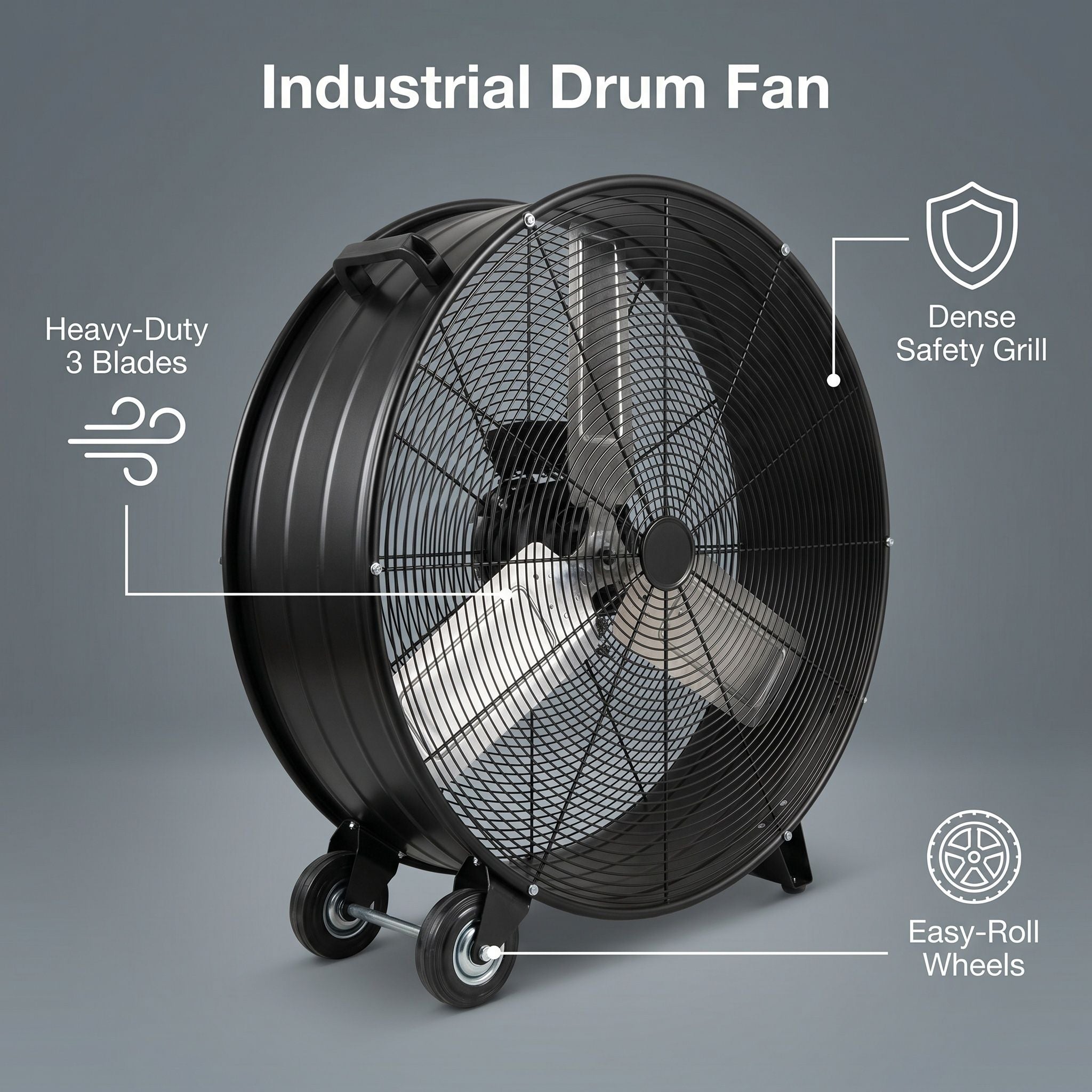 Velocity Drum Fan With 2 Speed - Black