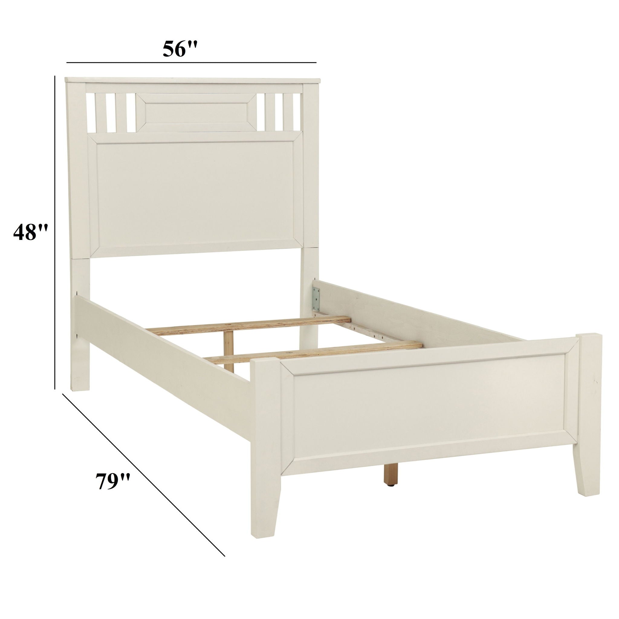 Simple Frame With Headboard And Vertical Carved Design