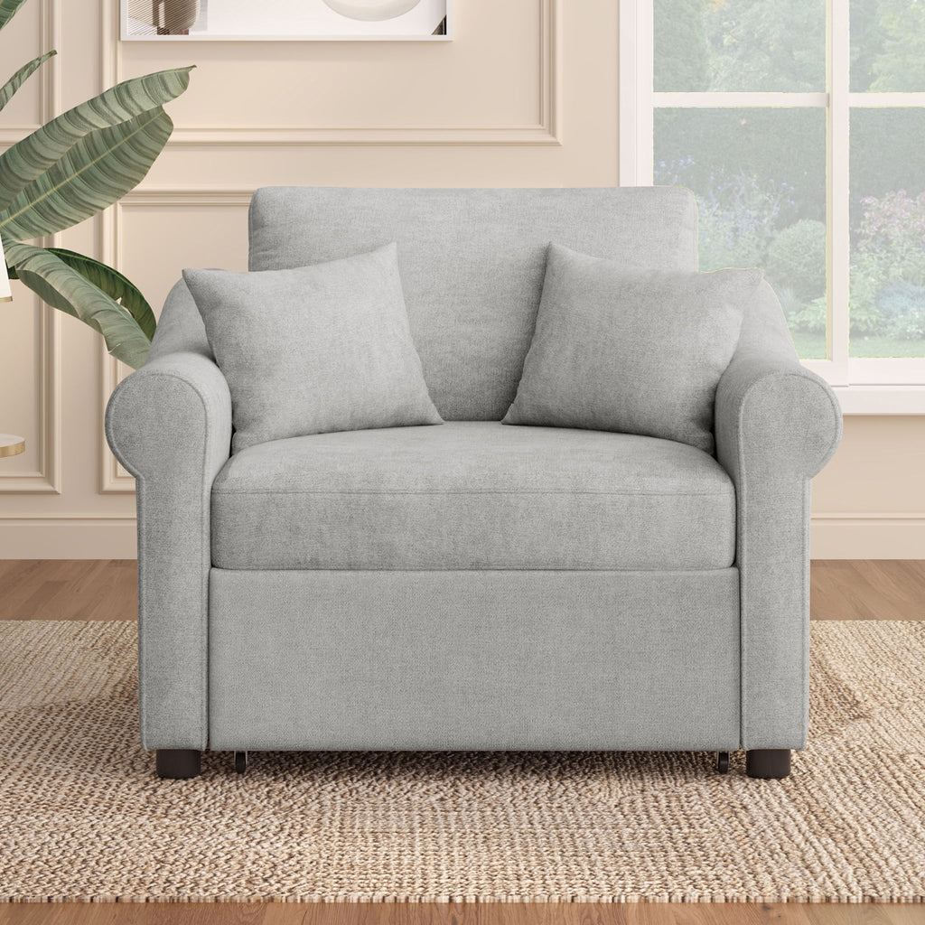 Convertible Sleeper Chair With Adjustable Backrest, 3 In 1 Lounger Chair Turns Into Bed, Single Bed For Living Room