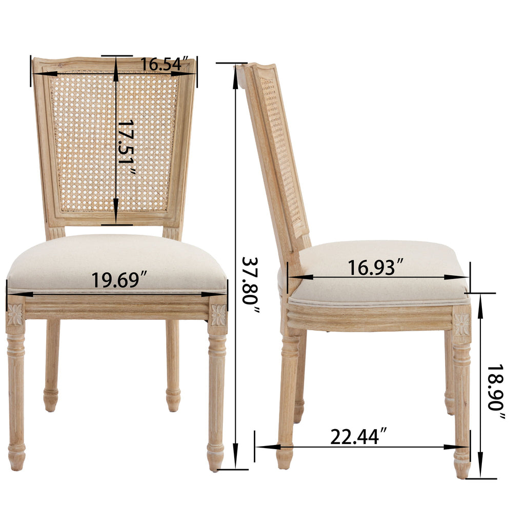 Upholstered Dining Chairs With T - Shaped Back (Set of 2) - Beige