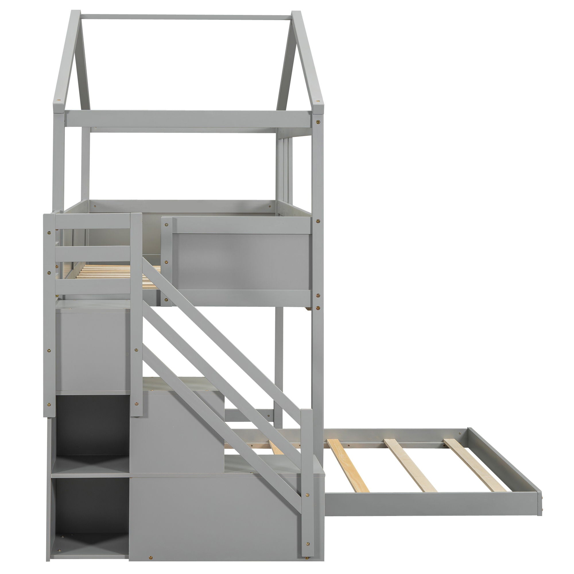 House Style Bunk Bed With Storage Staircase And board