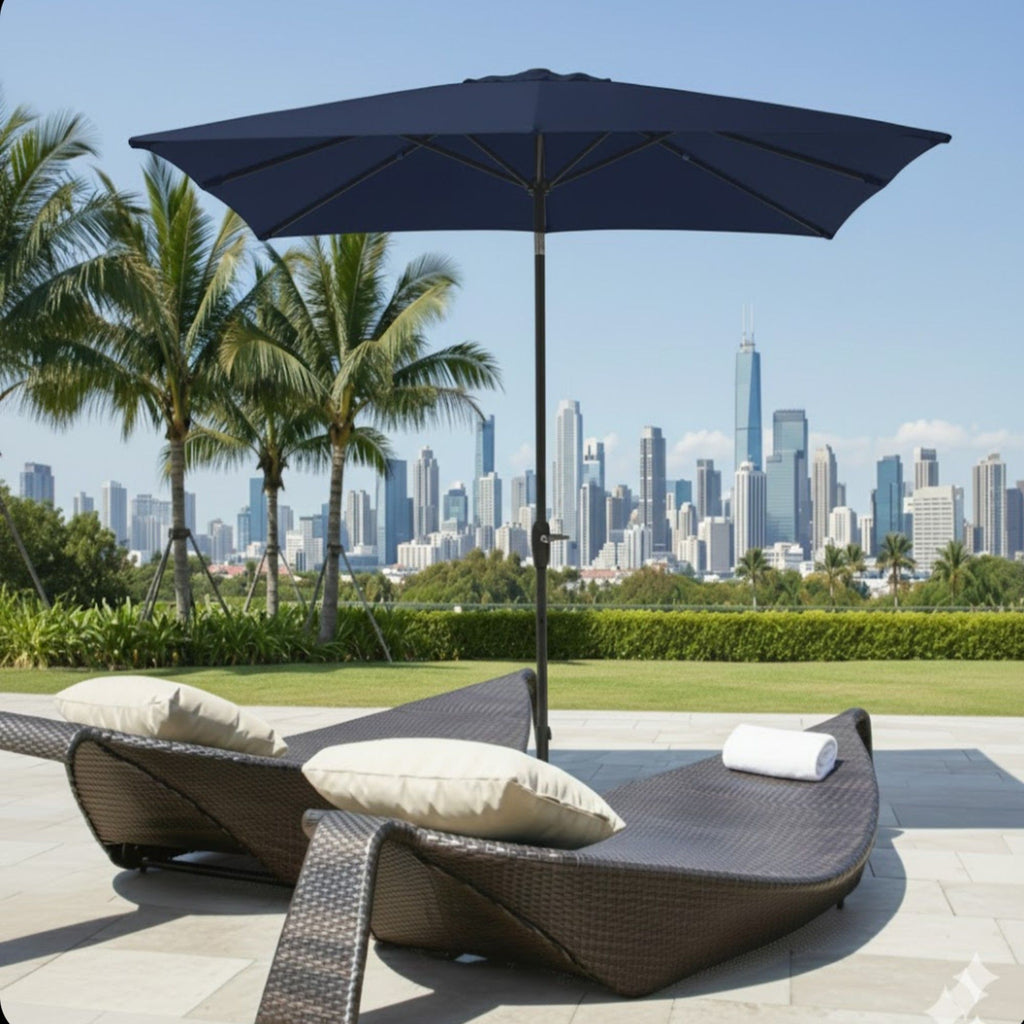 Rectangular Patio Umbrella With Crank Tilt, Polyester UV-Resistant Canopy