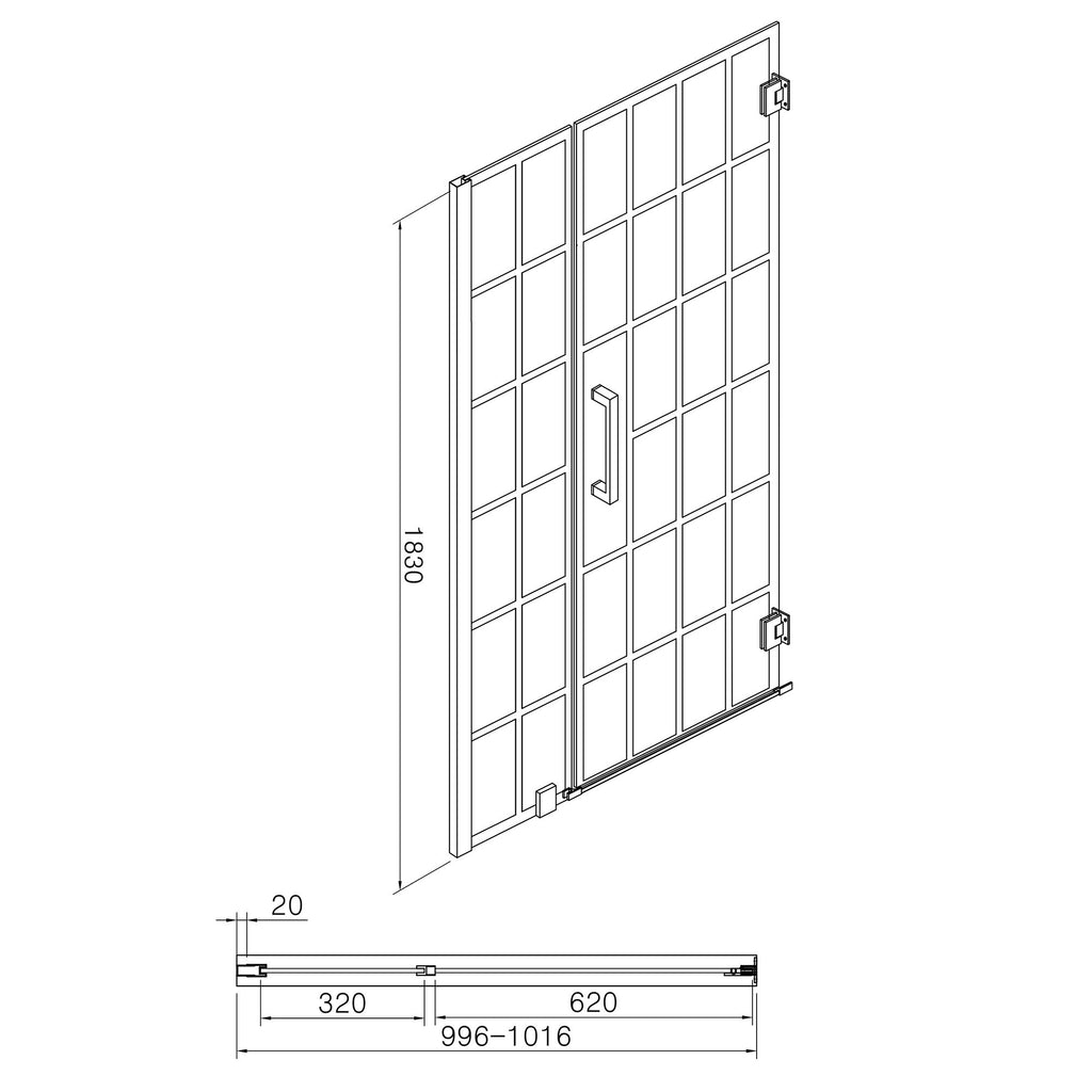 Frameless Pivot Shower Door With Pattern Glass, Open Entry Design