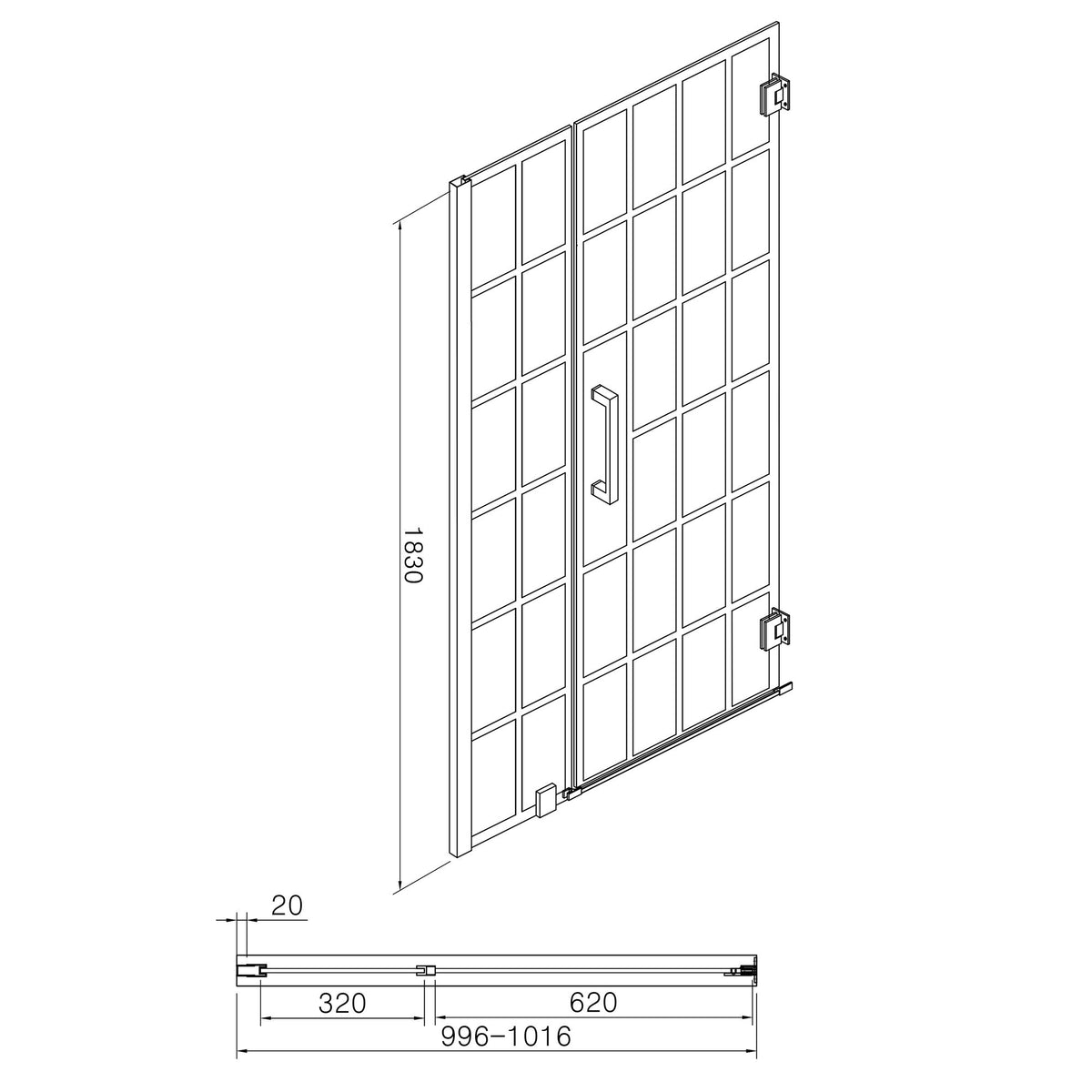 Frameless Pivot Shower Door With Pattern Glass, Open Entry Design