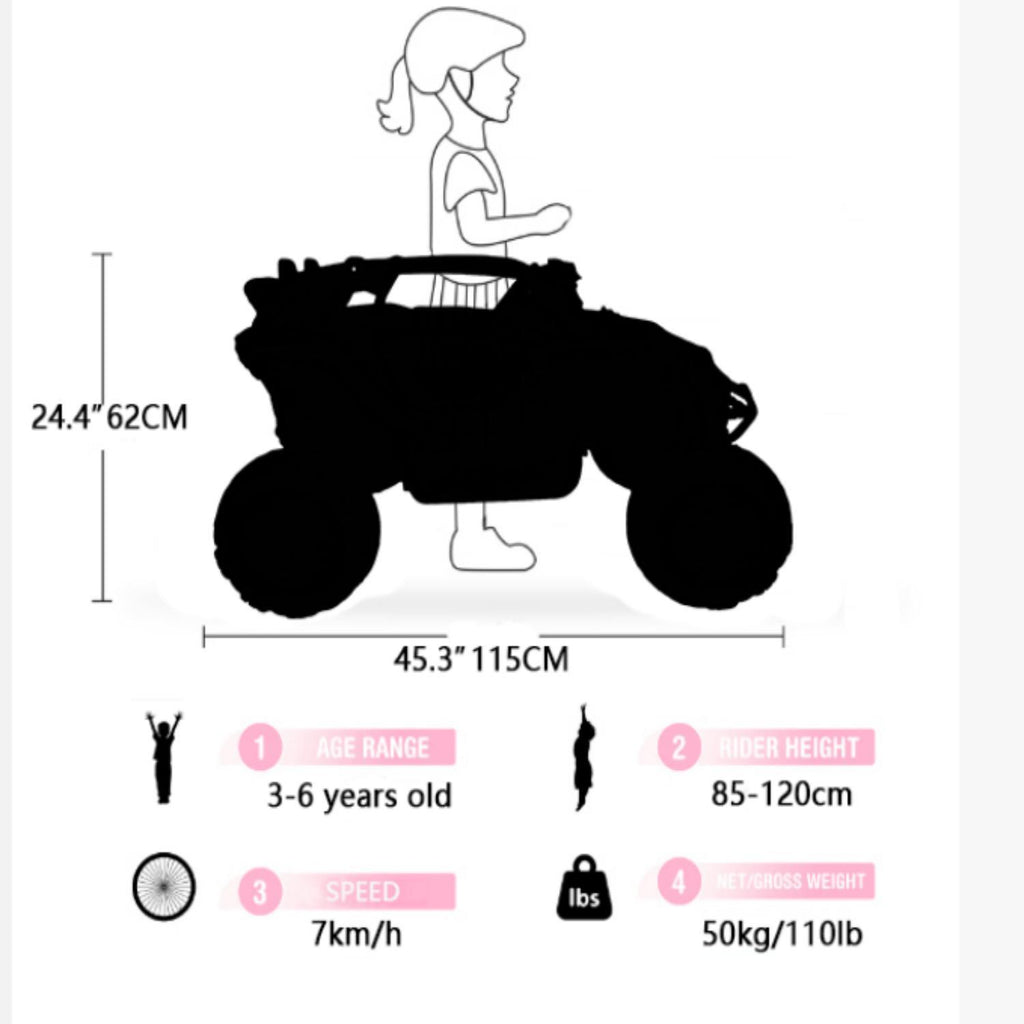 Ride On Kids Electric Truck With Remote Control, Front & Rear Suspension