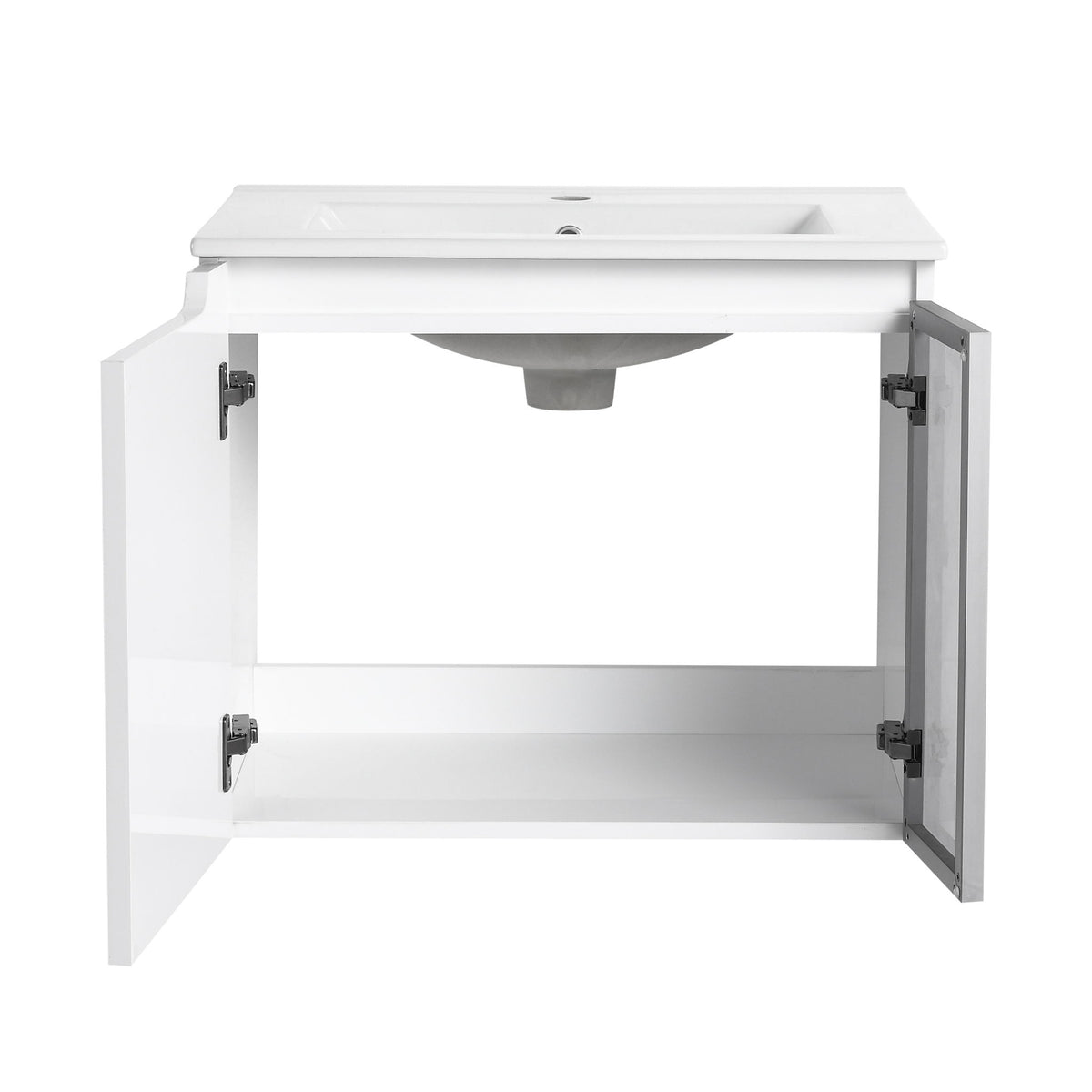 Wall Mounted Bathroom Vanity With Sink, 2 Soft Close Doors, Cabinet & Half Door