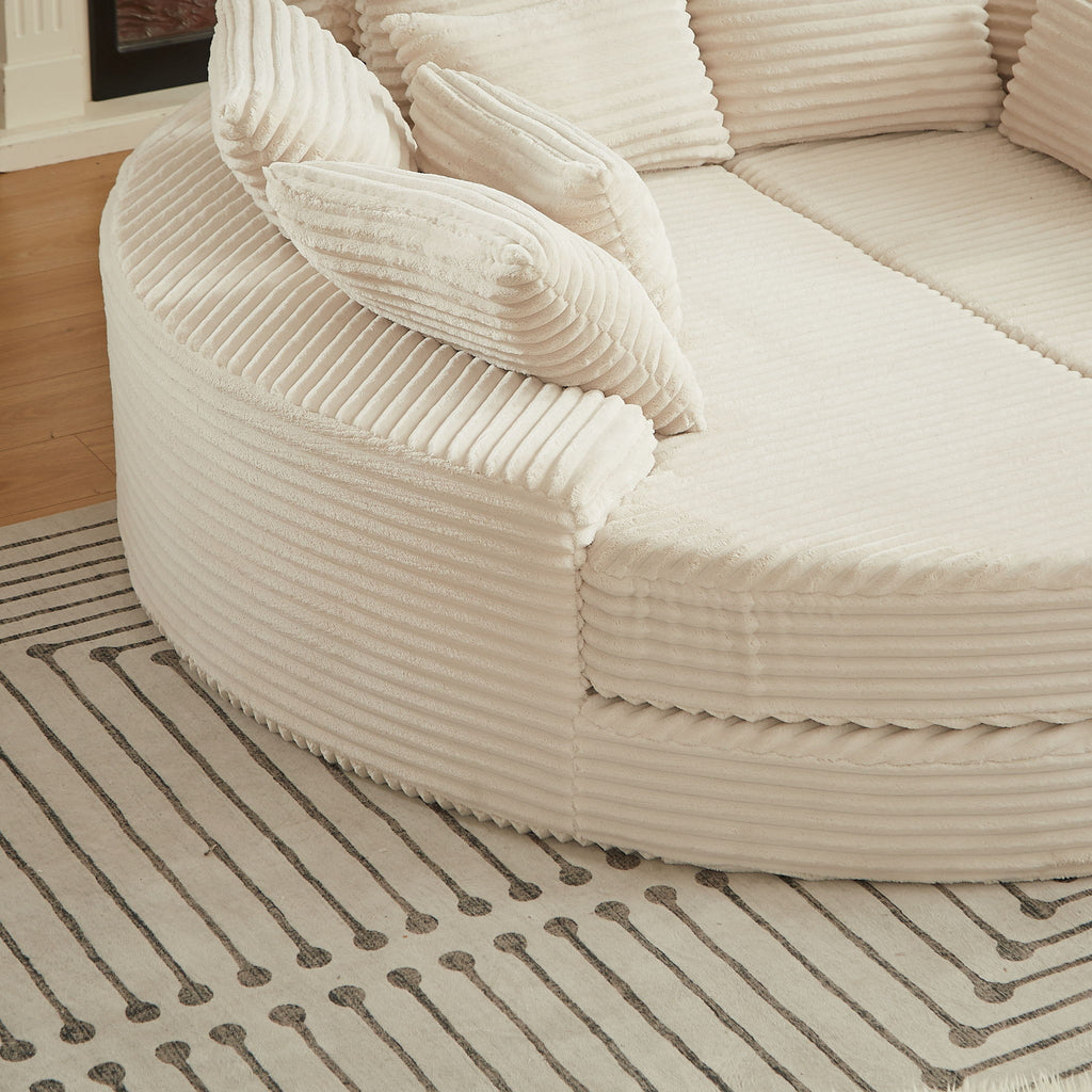 Round Oversized Sofa Bed With 5 Throw Pillows