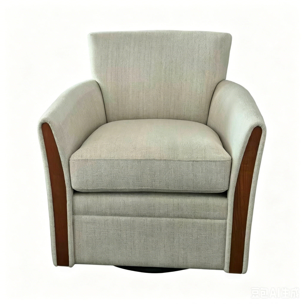 Swivel Accent 360° Rotating Armchair With Turntable Base For Living Room - Cream Beige