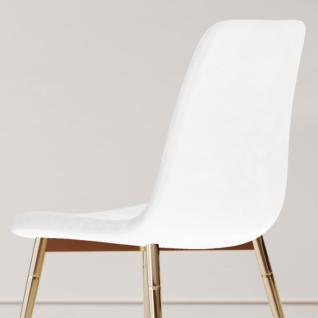 Fabric Dining Chairs, Upholstered Armless Accent Chairs, Classical Appearance And Metal Legs (Set of 4)