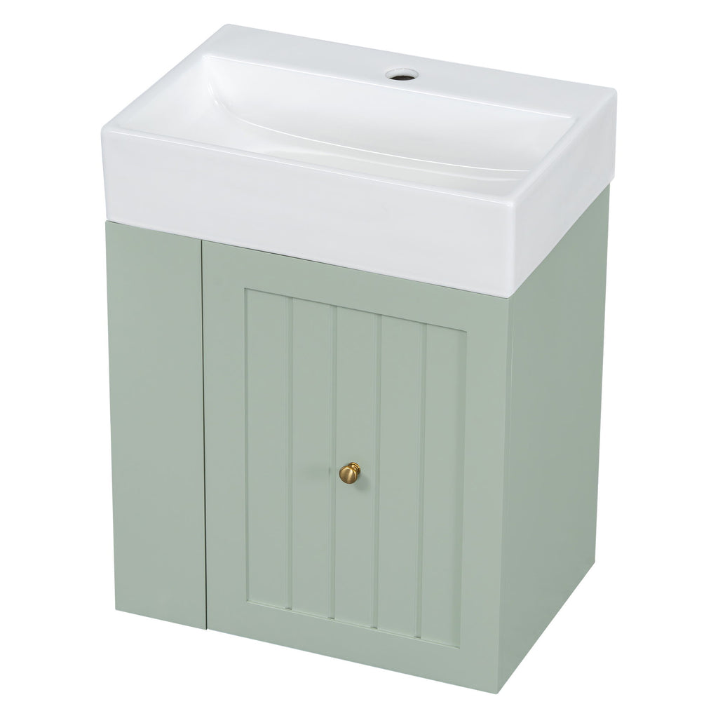 Modern Bathroom Vanity With Sink, Storage Cabinet, Drawer & Side Shelf