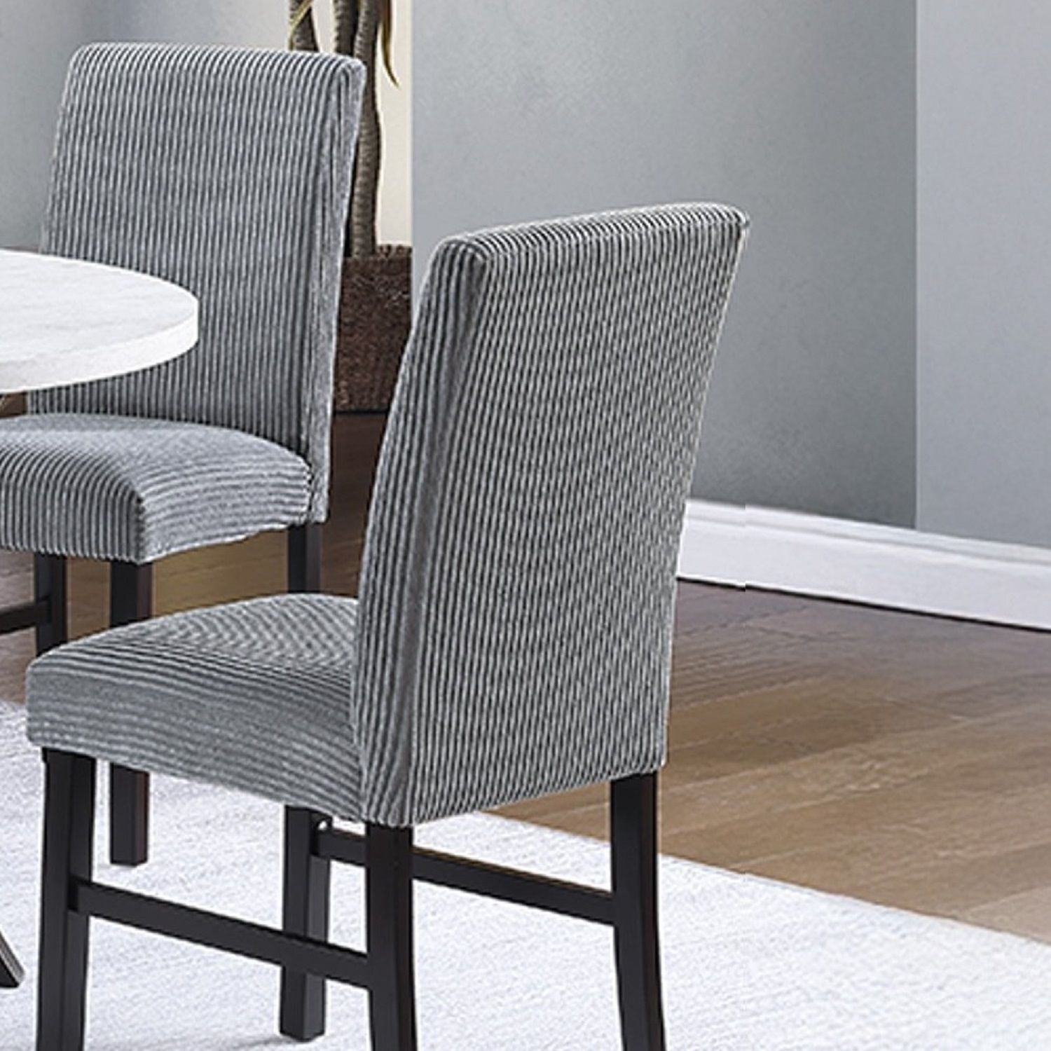 Elegant 5 Piece Dining Set Dark Chairs Top Table With Lower Shelf Kitchen Dining Room