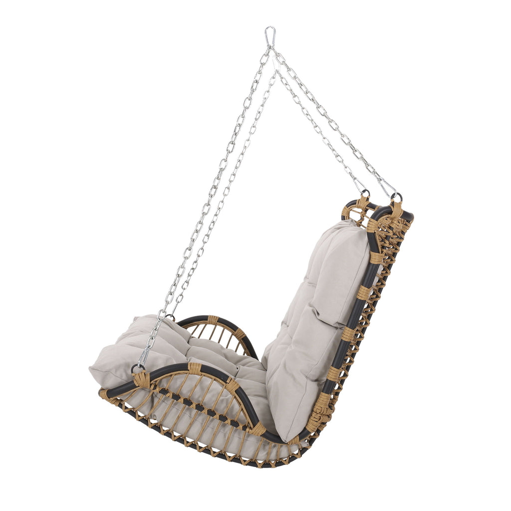 Arruda - Outdoor Wicker Porch Swing With Cushions