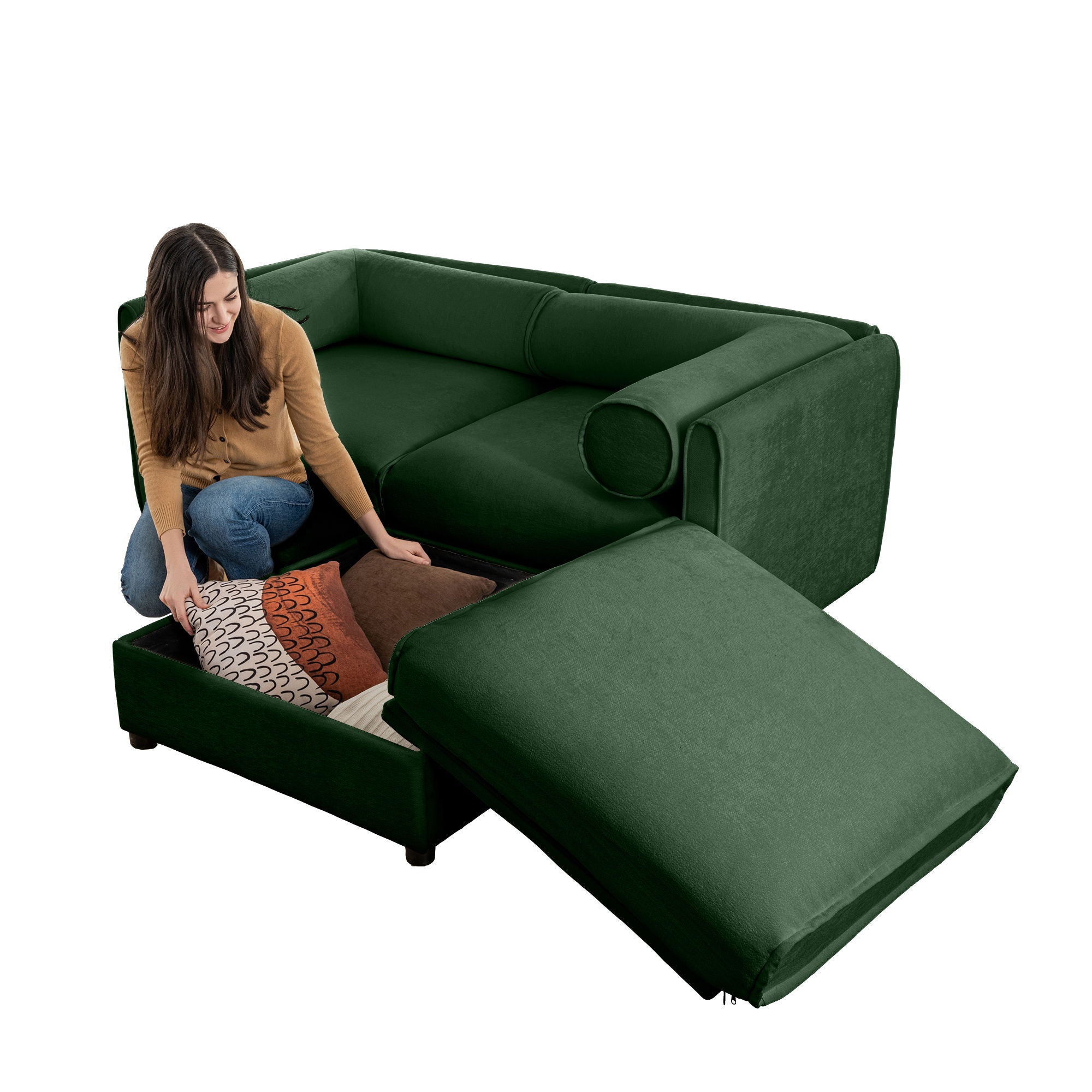Contemporary Elegant Sofa With Storage And Ottoman