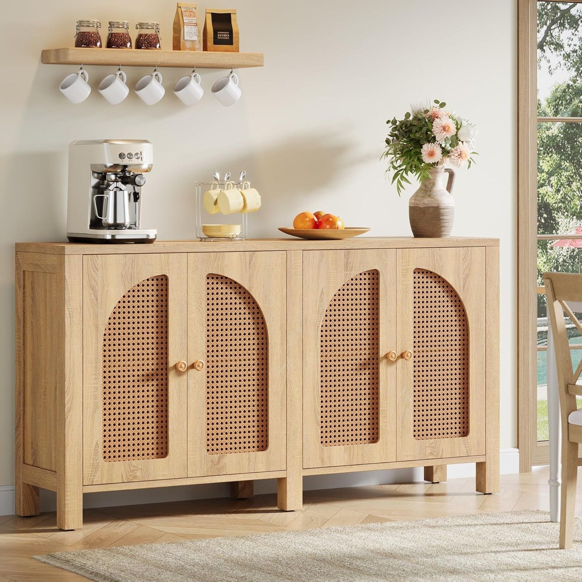 Buffet Sideboard Cabinet With 4 Doors, Console For Living Room - Natural