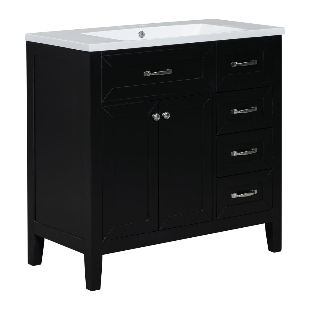 Modern Bathroom Vanity With Sink, Freestanding With Drawers And Doors