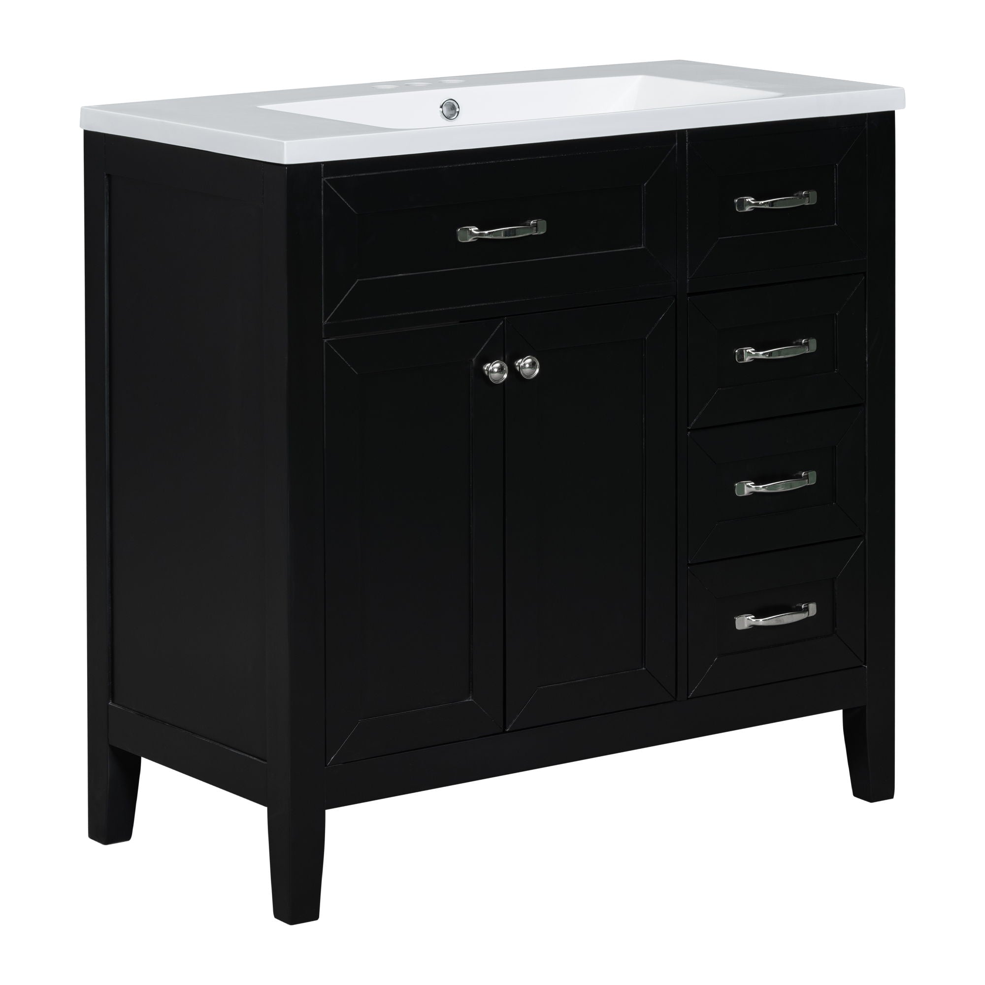 Modern Bathroom Vanity With Sink, Freestanding With Drawers And Doors