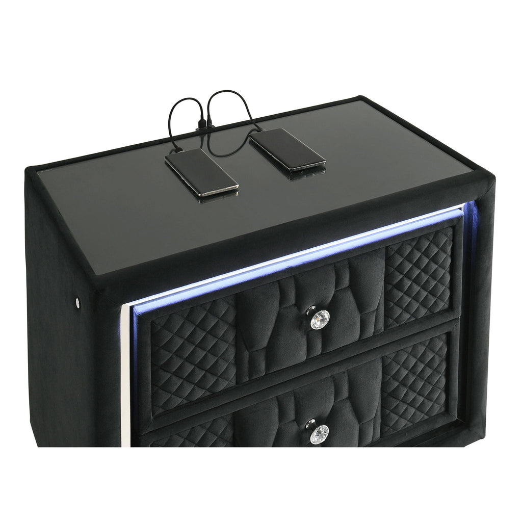 Bedroom Set With LED Lighting And Charging Nightstand
