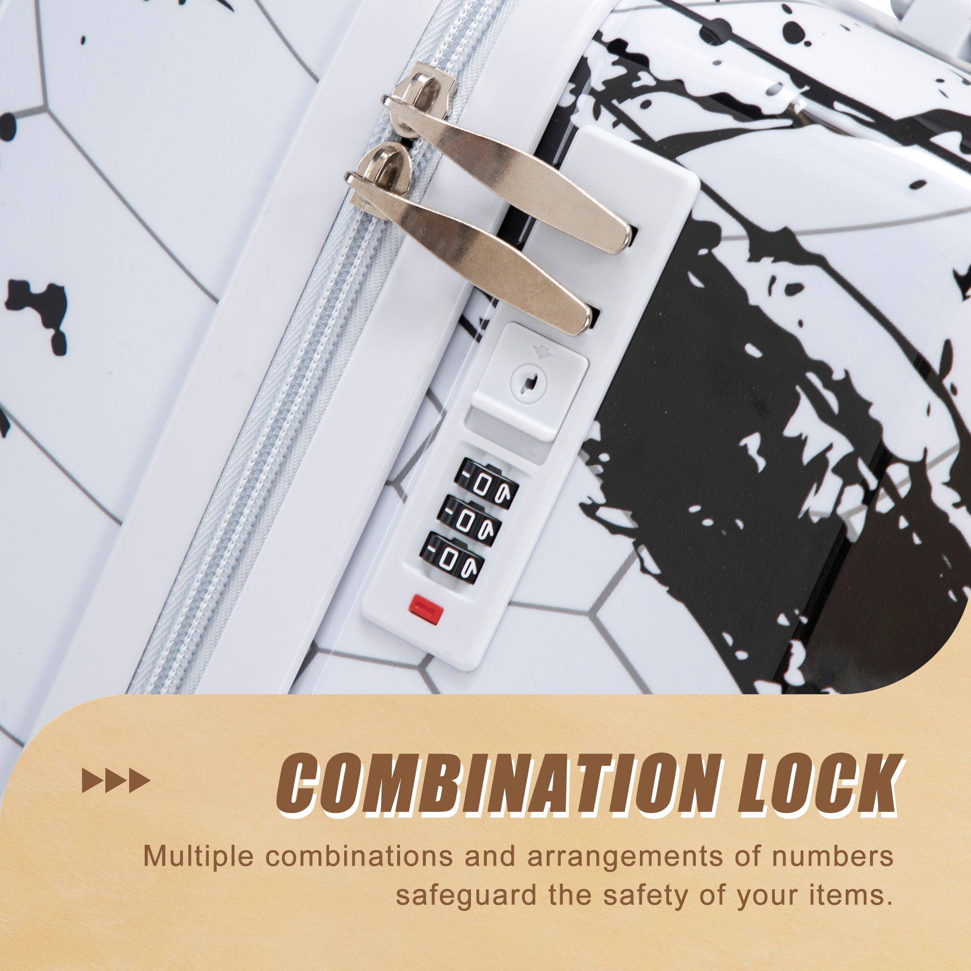 Luggage With Combination Lock, Lightweight Carry-On Suitcase