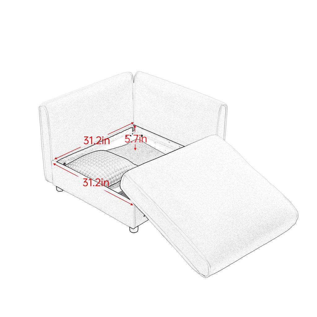 Contemporary Elegant Sofa With Storage And Ottoman