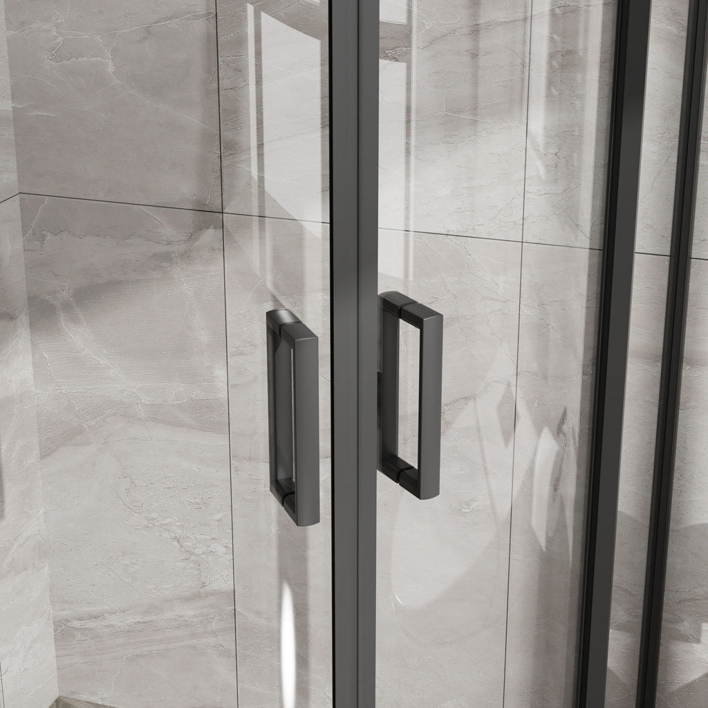 Corner Shower Door With Double Sliding - Matte Black