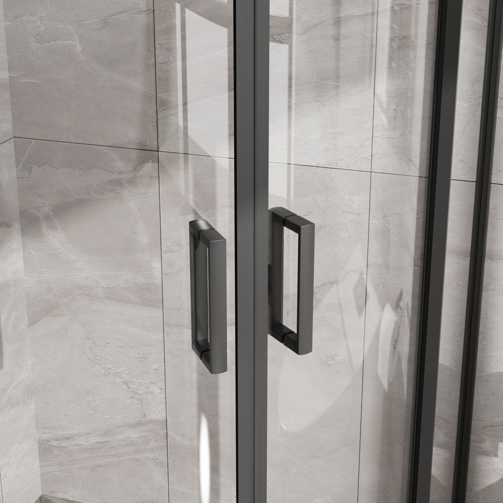 Corner Shower Door With Double Sliding - Matte Black
