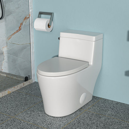 1 Piece Toilet With Soft Closing Seat - White