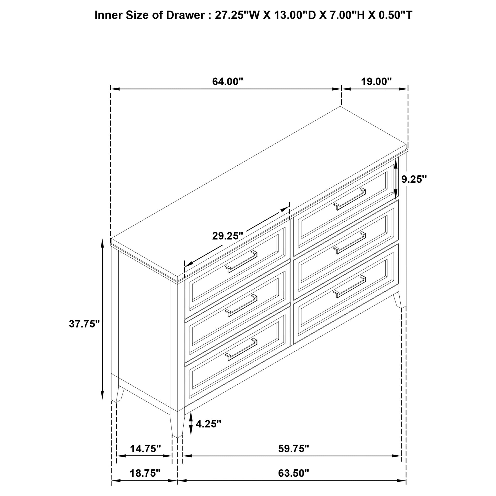 Inverness - 6 Drawer Bedroom Dresser - White