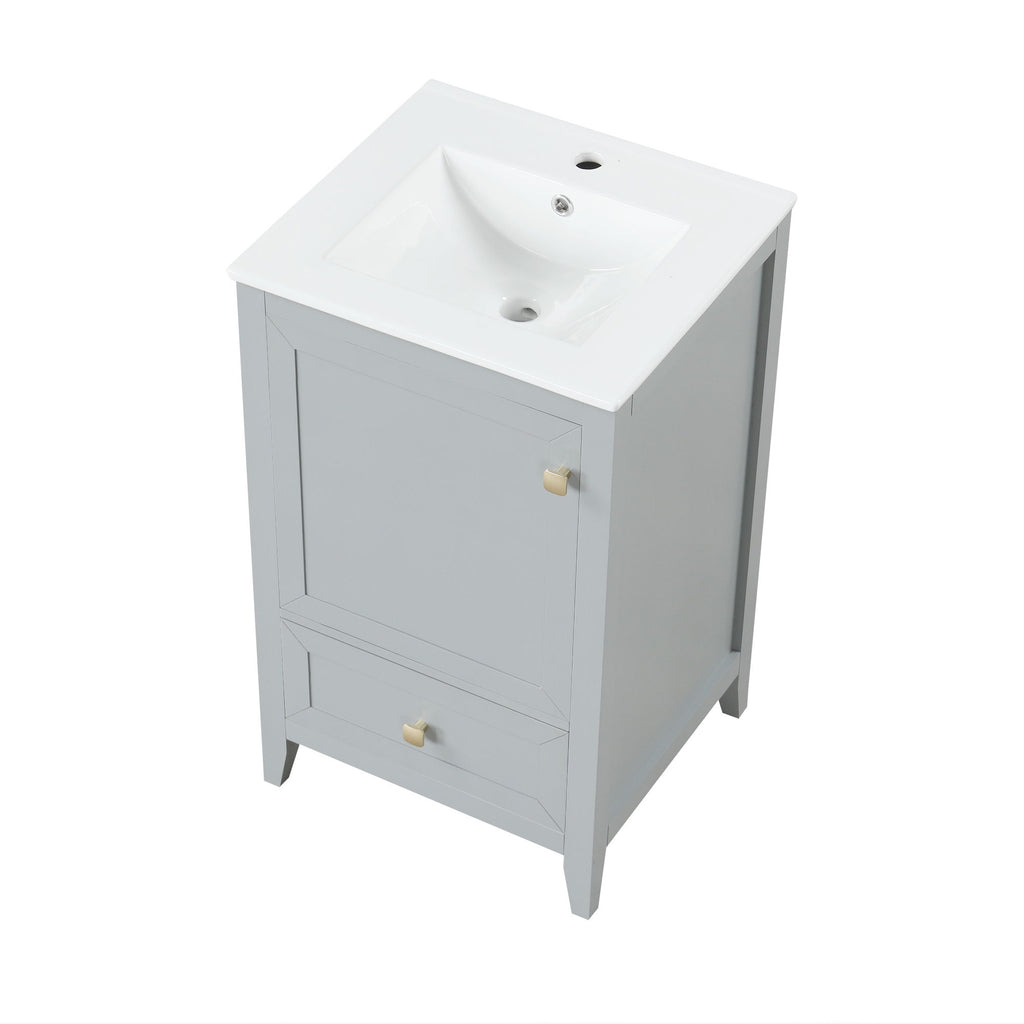 Bathroom Vanity With Sink, Soft Closing Cabinet Door, Storage Rack And Drawer