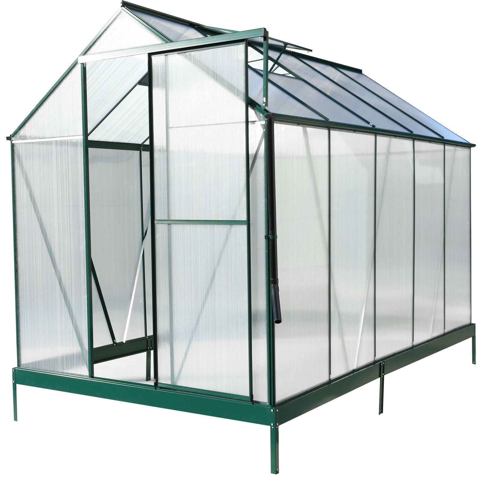 Polycarbonate house, Heavy Duty Outdoor Aluminum Walk-In House Kit With Rain Gutter, Vent And Door For Backyard Garden