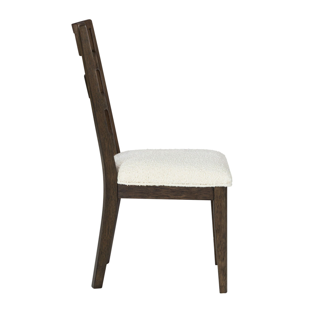 Upholstered Dining Chair With Ladder Back Design (Set of 2) - Dark Oak